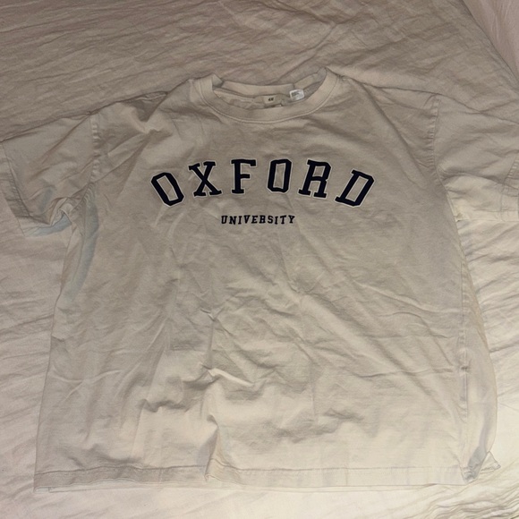 H&M Tops - H&M Cream Oxford University Short Sleeve Tee